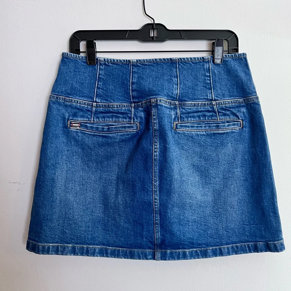 Alice + Olivia Paxton high rise blue denim zipper mini skirt, 31 - Picture 3 of 4